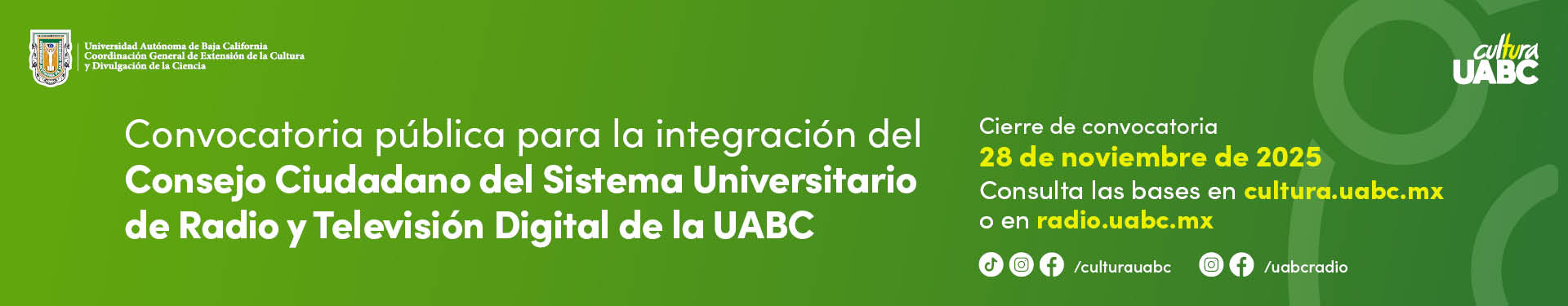 Convocatoria pública para la integración del Consejo Ciudadano del Sistema Universitario de Radio y Televisión Digital de la UABC